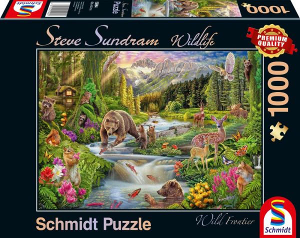 Schmidt Spiele 59964 Puzzle 1000 Teile Wildlife Wildtiere am Waldesrand