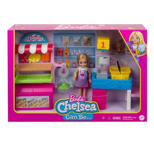 MATTEL GTN67 Barbie Chelsea Supermarkt-Spielset mit Puppe und Zubehör