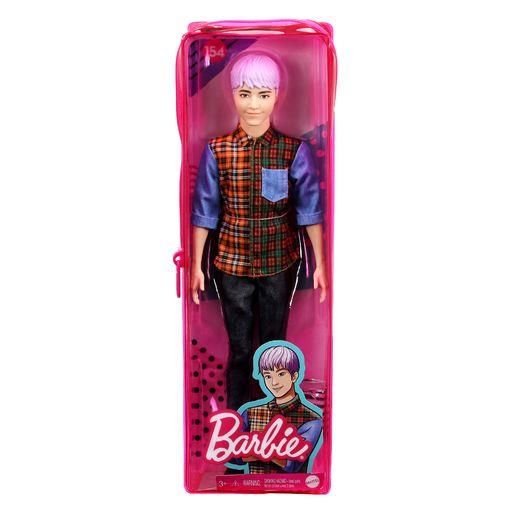 MATTEL GYB05 Barbie Ken Fashionistas Puppe mit Lila Haar, Anziehpuppe, Modepuppe