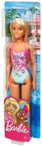 MATTEL GHW37 Barbie Beach Puppe mit Badeanzug im Blumenmuster