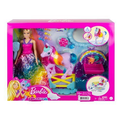 MATTEL GTG01 Barbie Dreamtopia Prinzessin Puppe inkl. Einhorn mit Farbwechsel