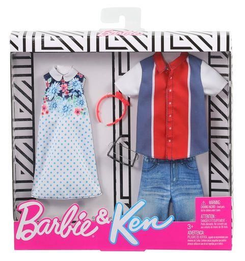 MATTEL GHX69 Barbie Fashions Barbie &amp; Ken Modeset (rot, weiß, blau)