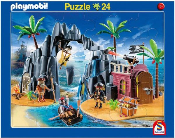 Schmidt Spiele 56796 Rahmenpuzzle Playmobil Pirateninsel und Bauernhof 24T/40T