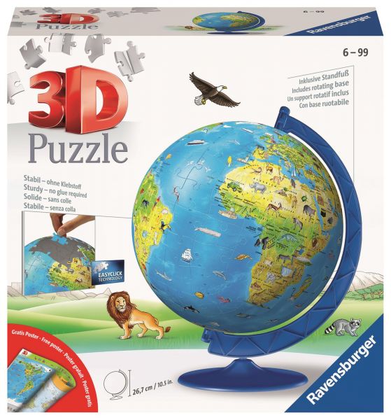 Ravensburger 11160 3D-Puzzle Kinderglobus in deutscher Sprache