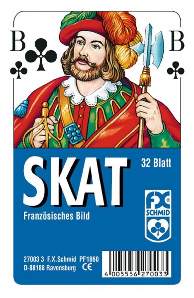 Ravensburger 27003 Klassisches Skatspiel, Französisches Bild, 32 Karten in Klarsicht-Box