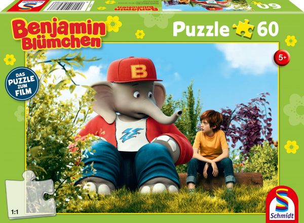 Schmidt Spiele 56278 Benjamin Blümchen Puzzle zum Kinofilm, Benjamin und Otto, 60 Teile