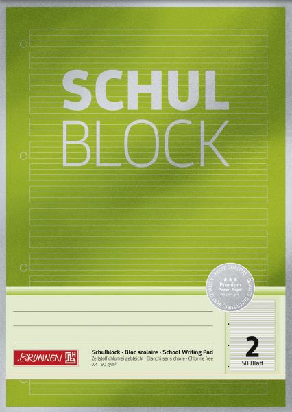BRUNNEN 1052602 Schulblock Premium A4 Lin.2