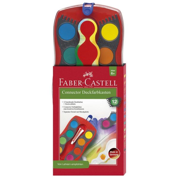 Faber-Castell 125030 Farbkasten Connector 12 Farben mit Deckweiß