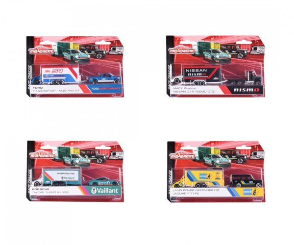 Majorette 212053111 Spielzeugautoset mit Anhänger, 4-fach sortiert