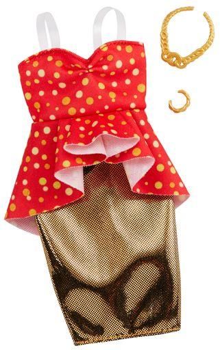 MATTEL GHW81 Barbie Fashion bezauberndes Kleid bestehend aus Oberteil und Rock inklusive Schmuck