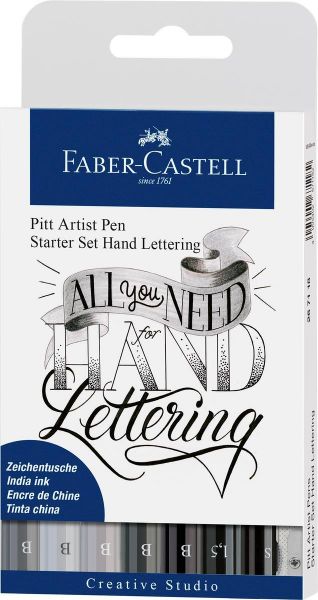 Faber-Castell 267118 Tuschestift Pitt Artist Pen Lettering Starter Set, 8er Etui