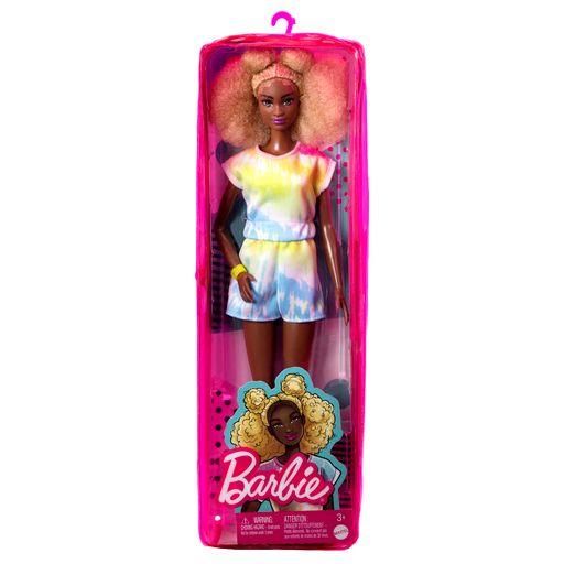 MATTEL HBV14 Barbie Fashionistas Puppe (bunter Jumpsuit), groß, blonder Afro